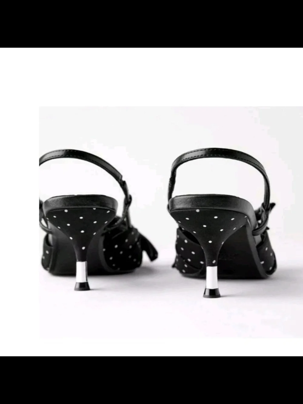 Zara Black Polka Dot Bow Slingback Sandals - Picture 2 of 3